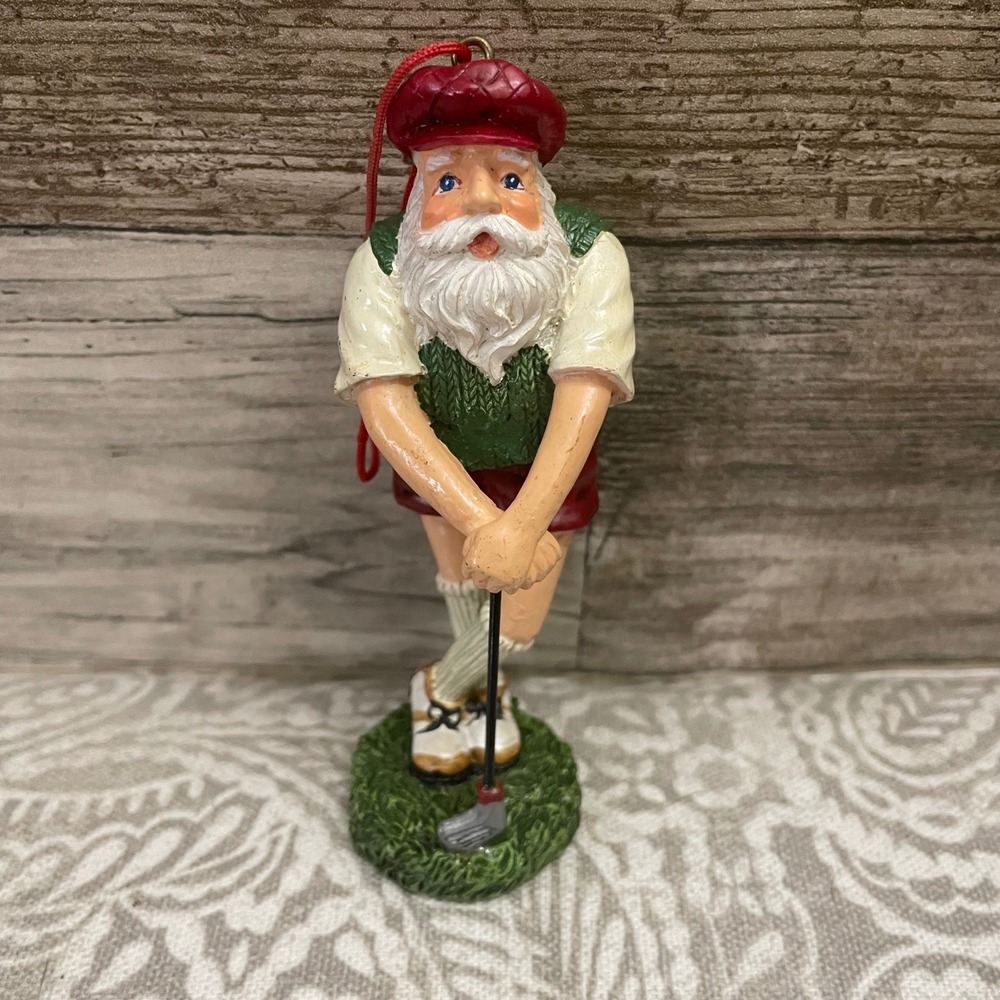 Golfing Santa Claus Ornament Festive Holiday Christmas Golfer Decoration